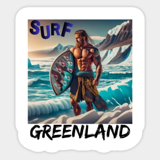 Surfing Greenland Stoked on the Coolest Curls Humor Shirt Sticker